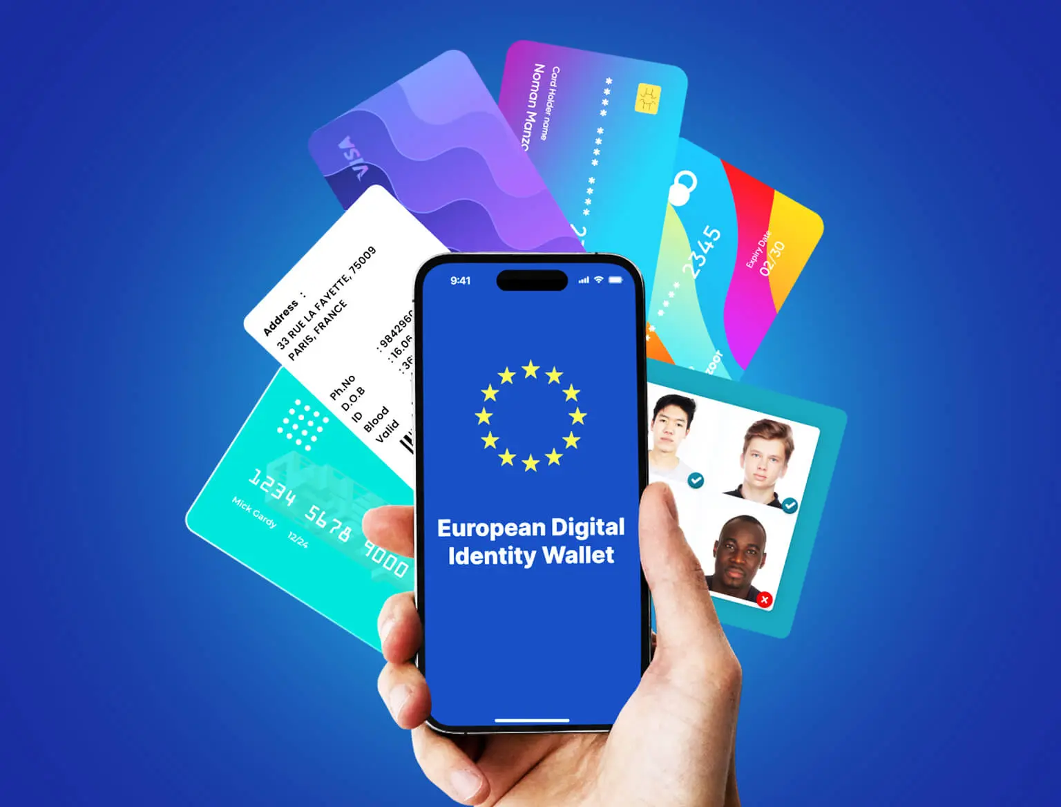 Digital identity interface representing secure verification systems in Europe